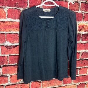 Indi & Cold Organic Cotton Embroidered Long Sleeve Top Size Medium